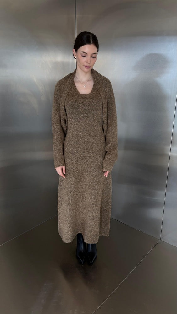 Knitted 2-in-1 Cardigan Dress Set