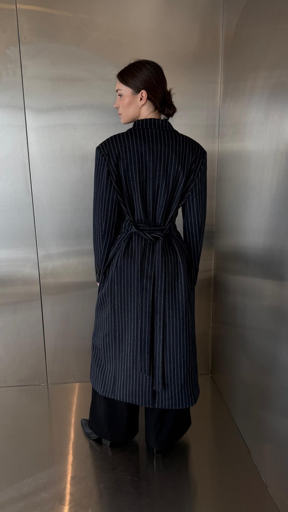 Long Coat Pinstriped w/ Belt