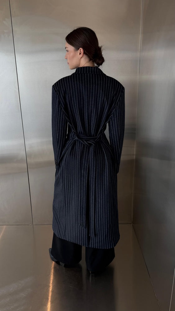 Long Coat Pinstriped w/ Belt