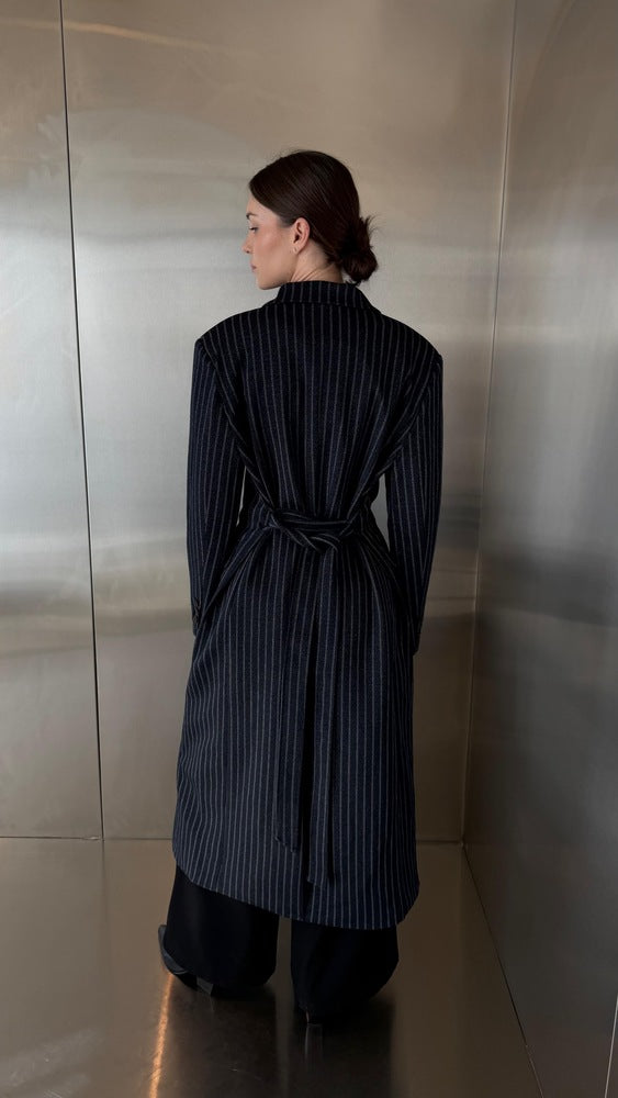 Long Coat Pinstriped w/ Belt