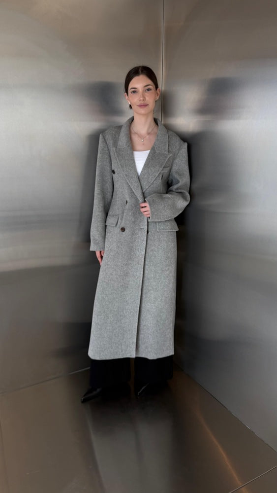 Woolen Notched Lapel Coat