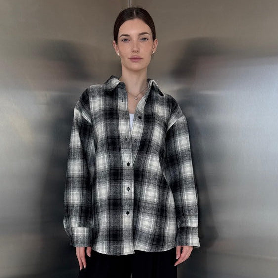 Plaid Fannel Long Sleeve Top