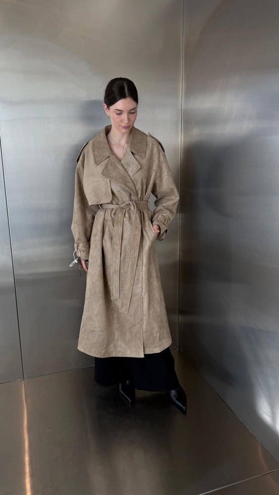 6 Buttons Suede Trenchcoat