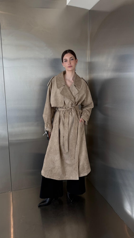 6 Buttons Suede Trenchcoat