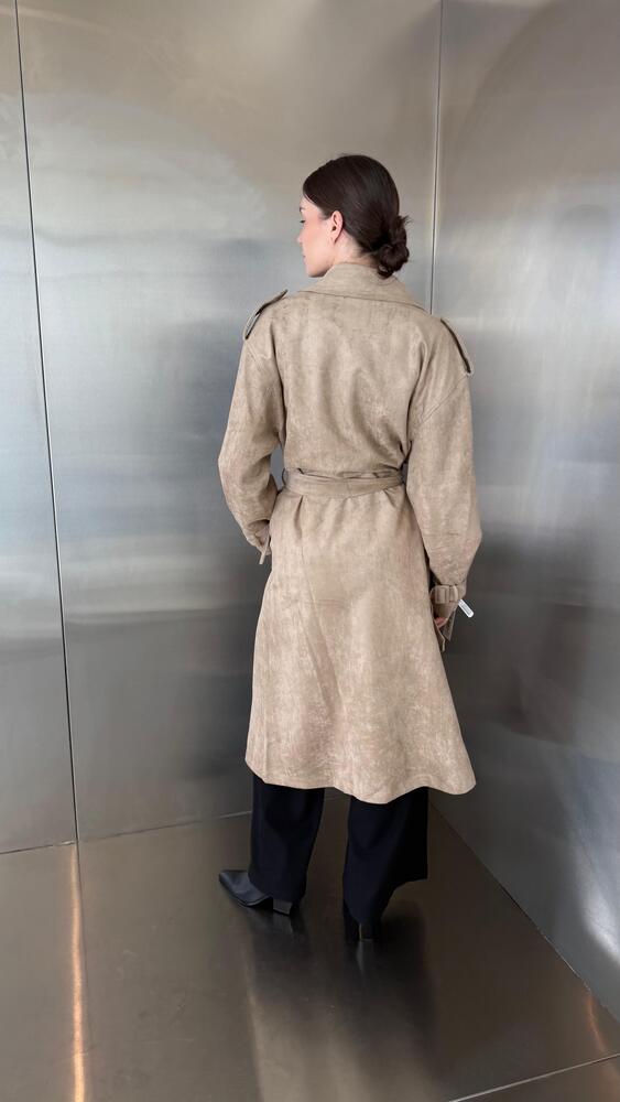 6 Buttons Suede Trenchcoat