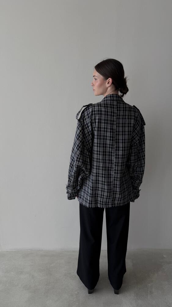 Cinch Waisted Checkered Jacket