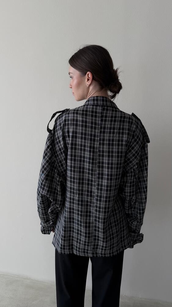 Cinch Waisted Checkered Jacket