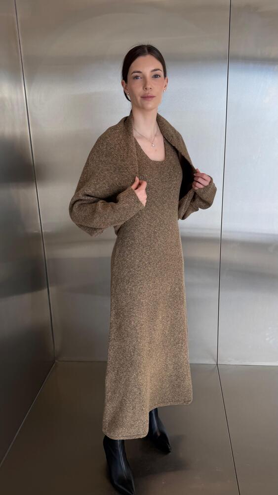 Knitted 2-in-1 Cardigan Dress Set