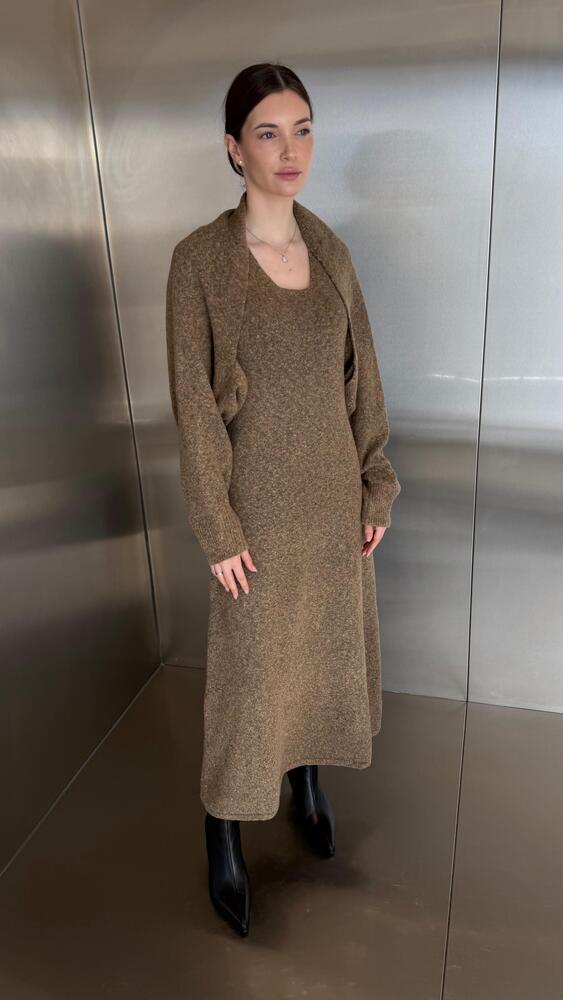 Knitted 2-in-1 Cardigan Dress Set