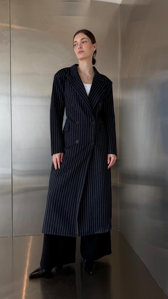 Long Coat Pinstriped w/ Belt