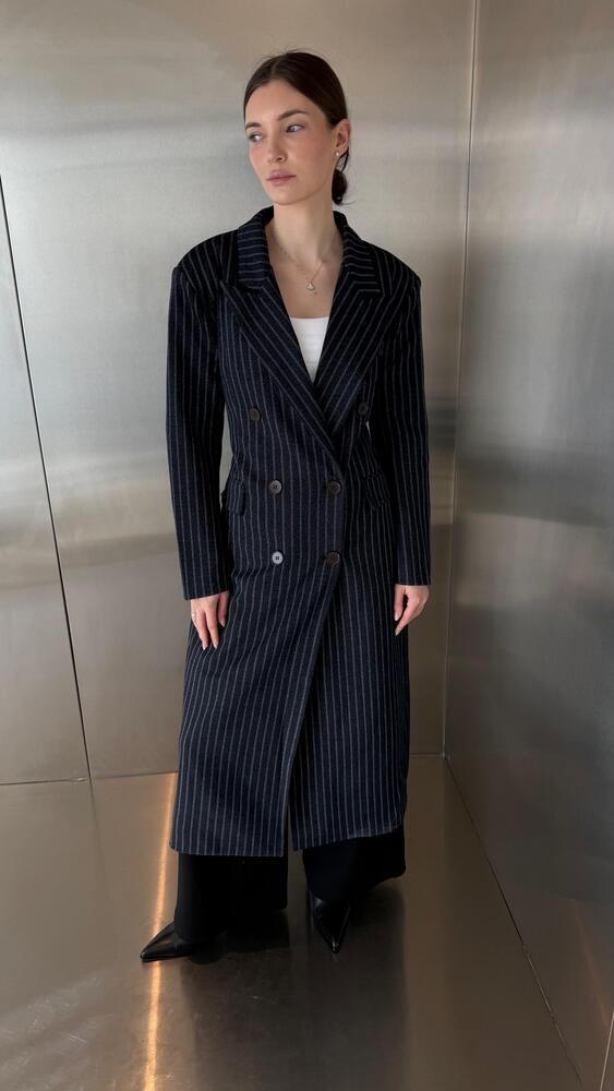 Long Coat Pinstriped w/ Belt