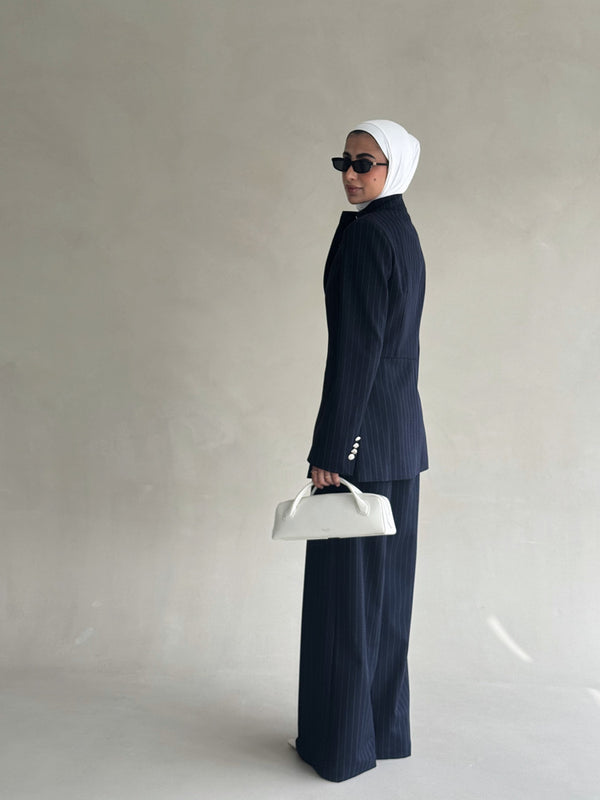 Striped Silver Buttoned Set