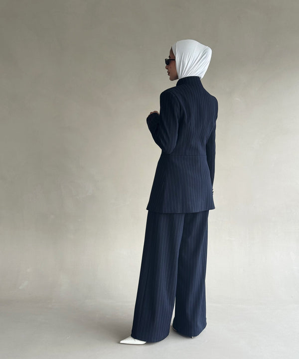 Striped Silver Buttoned Set