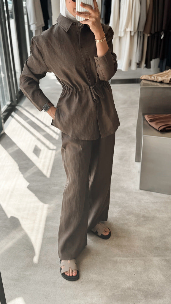 Linen Slim Drawstring Sets