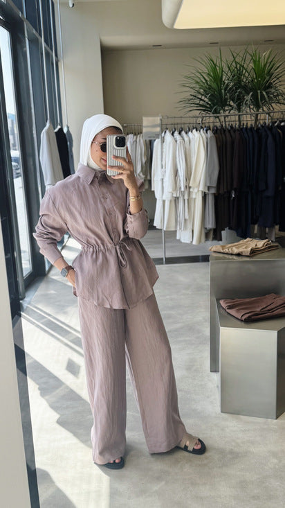 Linen Slim Drawstring Sets
