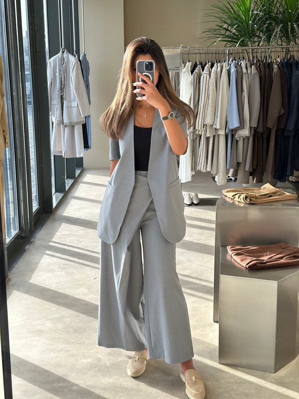 V-neck Single Breasted Blazer+Pants 2PC Set ملابس مجموعات كاملة