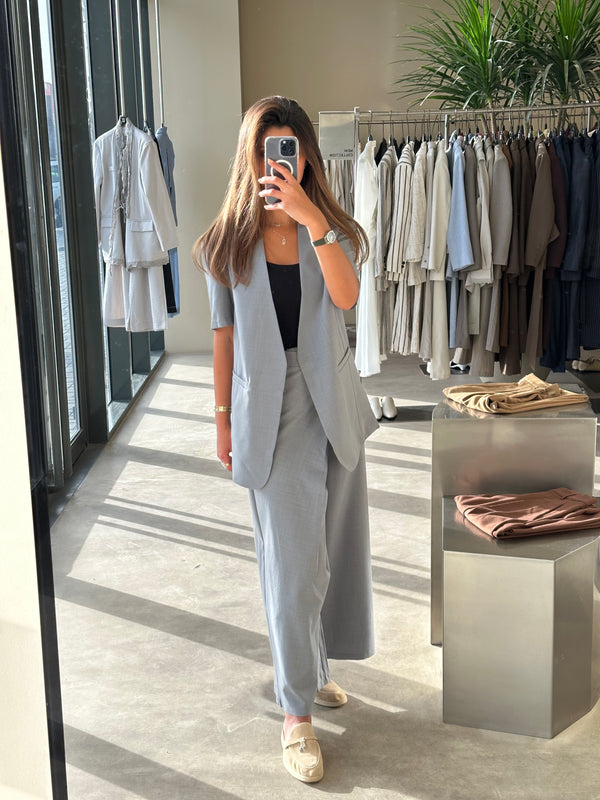 V-neck Single Breasted Blazer+Pants 2PC Set ملابس مجموعات كاملة