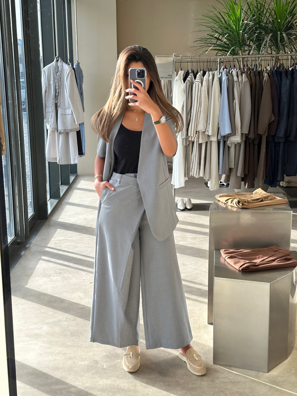 V-neck Single Breasted Blazer+Pants 2PC Set ملابس مجموعات كاملة