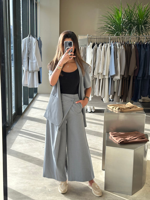 V-neck Single Breasted Blazer+Pants 2PC Set ملابس مجموعات كاملة