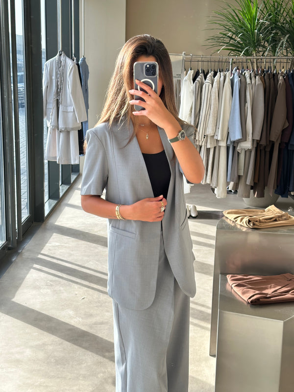 V-neck Single Breasted Blazer+Pants 2PC Set ملابس مجموعات كاملة