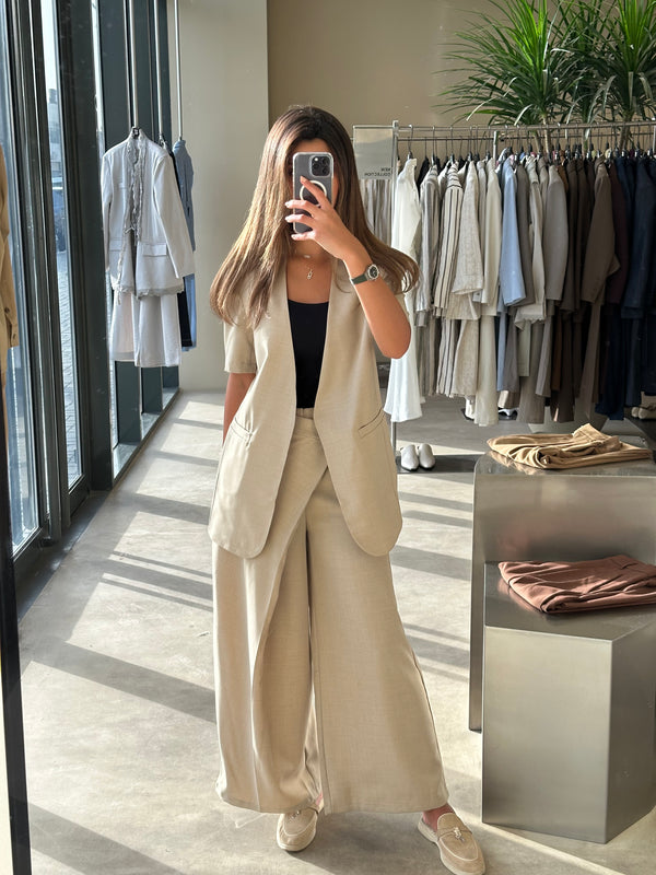 V-neck Single Breasted Blazer+Pants 2PC Set ملابس مجموعات كاملة