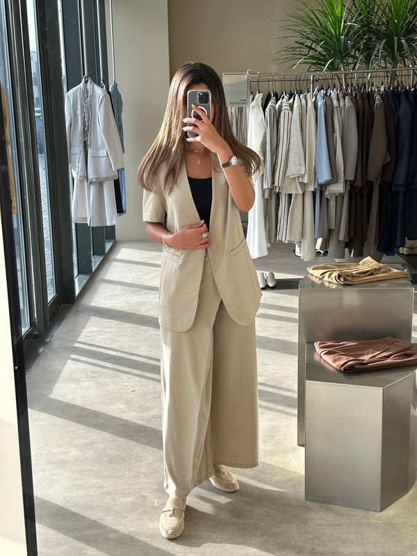 V-neck Single Breasted Blazer+Pants 2PC Set ملابس مجموعات كاملة