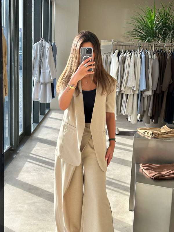 V-neck Single Breasted Blazer+Pants 2PC Set ملابس مجموعات كاملة