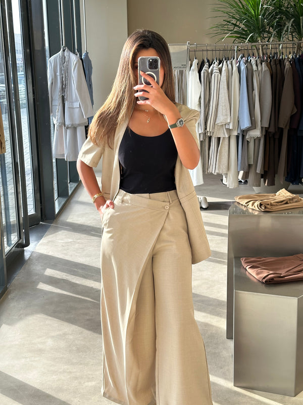 V-neck Single Breasted Blazer+Pants 2PC Set ملابس مجموعات كاملة