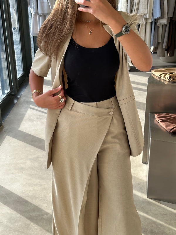V-neck Single Breasted Blazer+Pants 2PC Set ملابس مجموعات كاملة