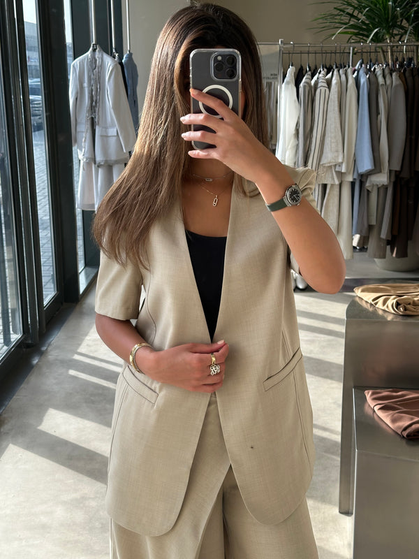 V-neck Single Breasted Blazer+Pants 2PC Set ملابس مجموعات كاملة