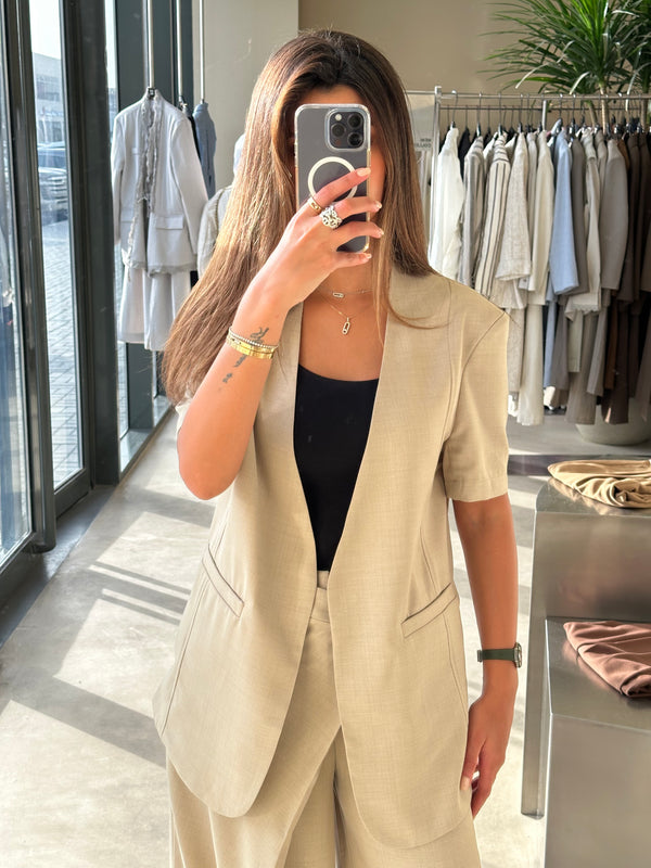V-neck Single Breasted Blazer+Pants 2PC Set ملابس مجموعات كاملة