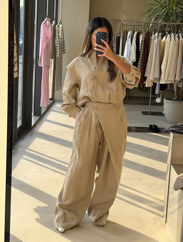 Drawcord Jacket w/ Asymmetric  Trousers