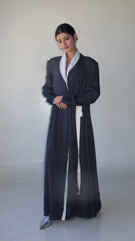 V-NECK KAFTAN WHITE SIDE BELT قفطان