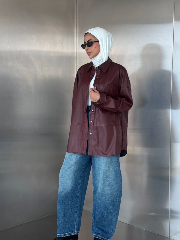 Button Down Leather Jacket