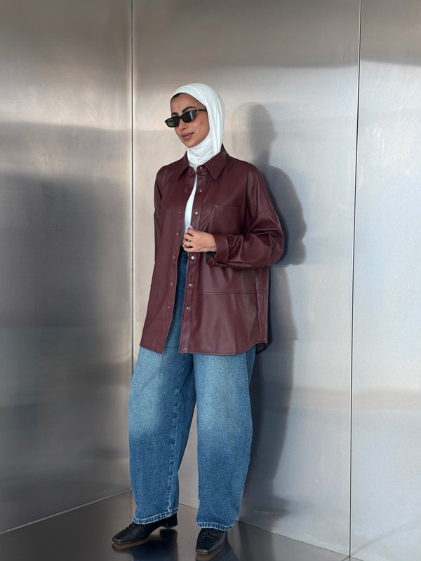 Button Down Leather Jacket