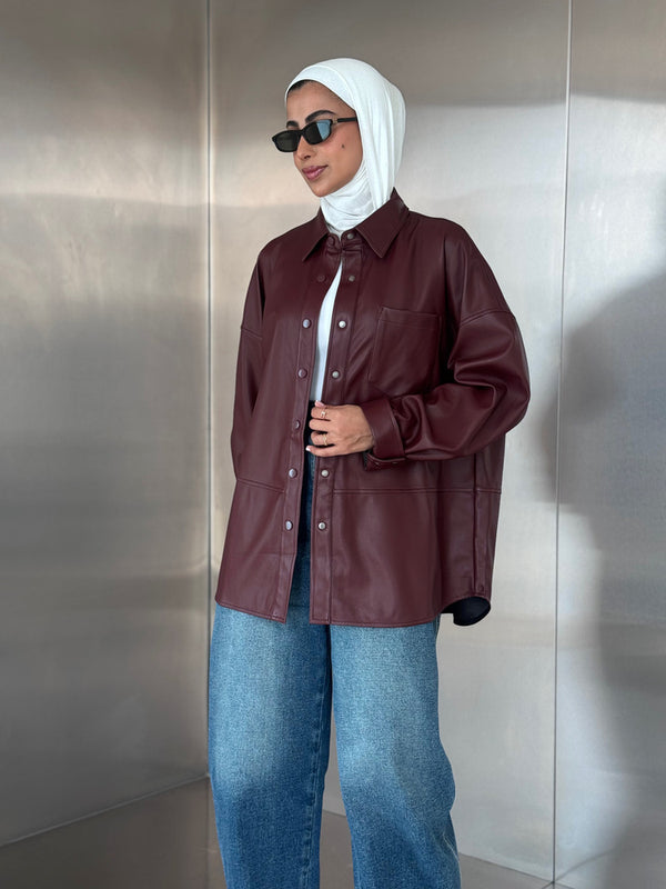 Button Down Leather Jacket