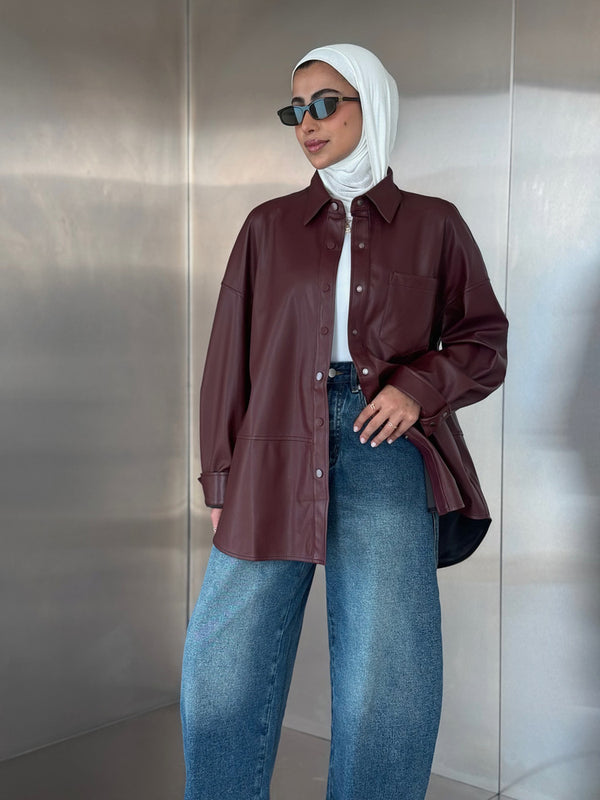 Button Down Leather Jacket