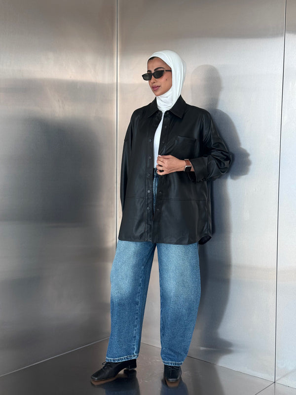 Button Down Leather Jacket