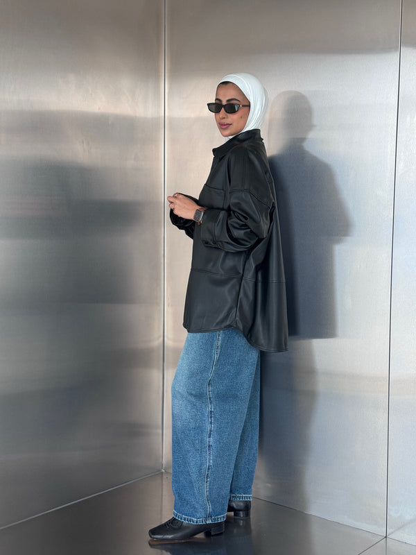 Button Down Leather Jacket