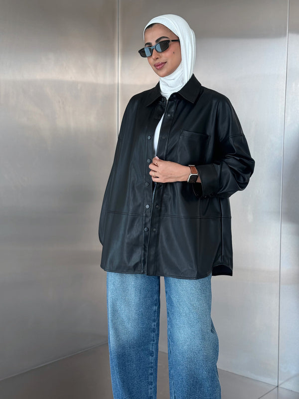 Button Down Leather Jacket