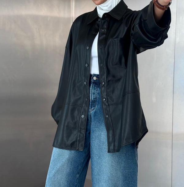Button Down Leather Jacket