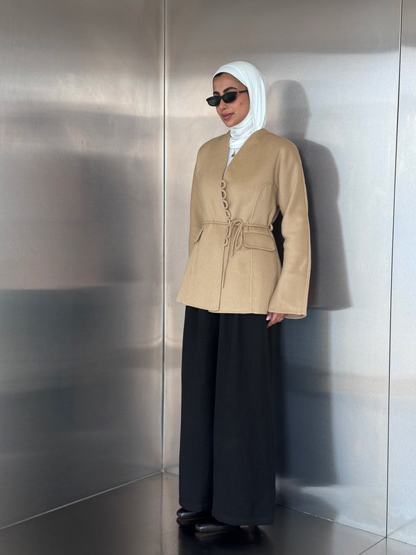 Woolen Belted Loop Blazer