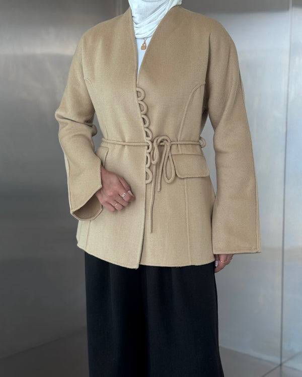 Woolen Belted Loop Blazer