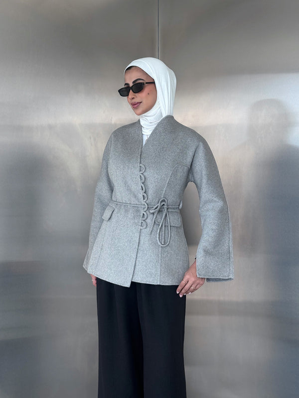 Woolen Belted Loop Blazer