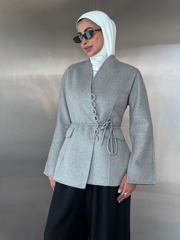 Woolen Belted Loop Blazer