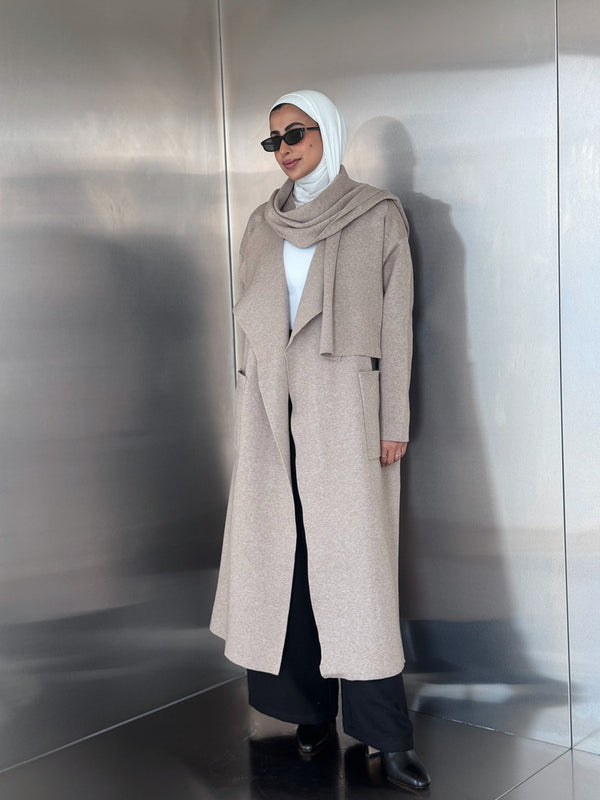 Thick Knitted Cardigan with Shawl