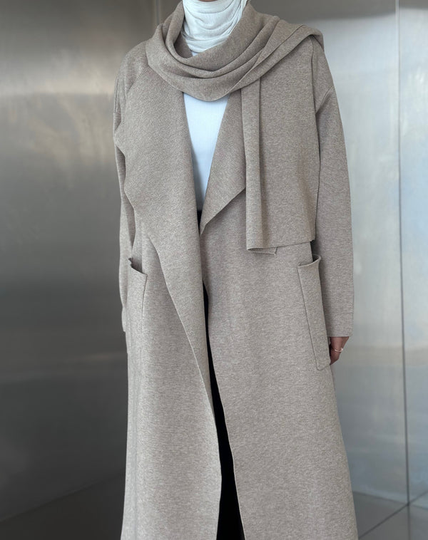 Thick Knitted Cardigan with Shawl