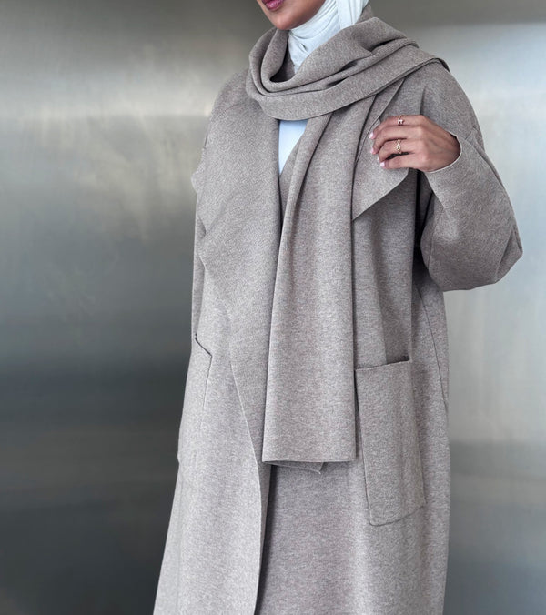 Thick Knitted Cardigan with Shawl