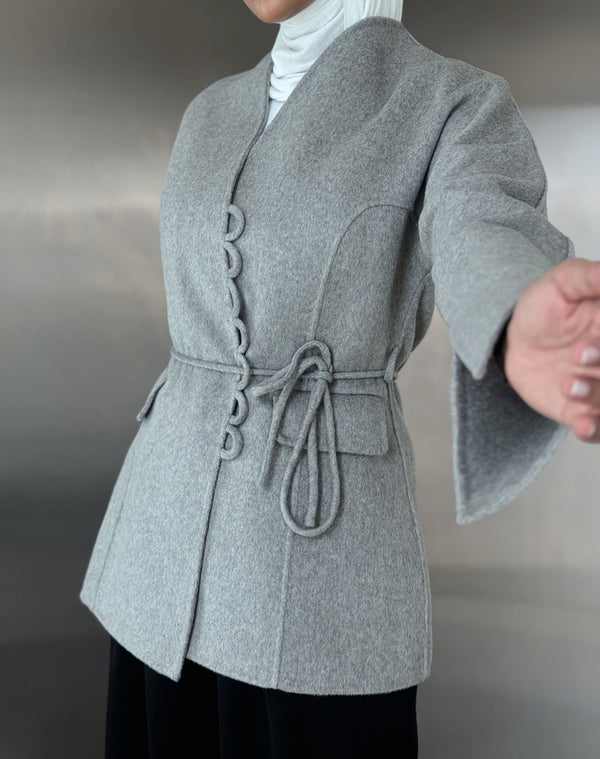 Woolen Belted Loop Blazer