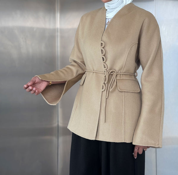 Woolen Belted Loop Blazer